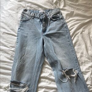 Zara Light Blue Distressed Women Jeans